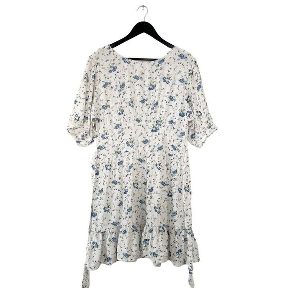 Faithfull the Brand White and Blue Floral Mini Dress - Picture 3 of 13